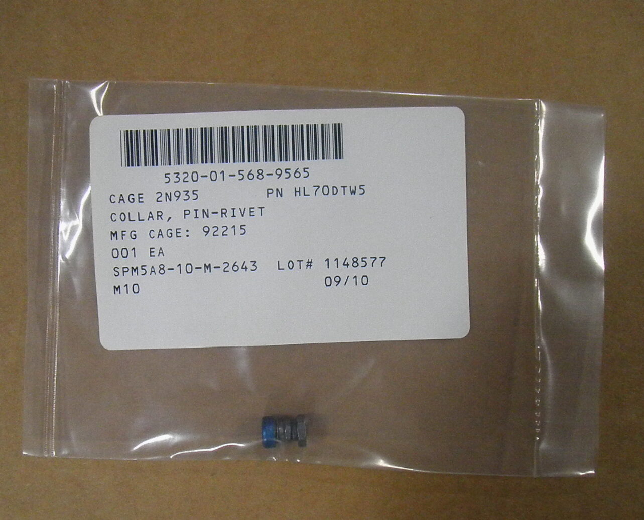 Rivet Pin Collar PN# HL70DTW5 NSN# 5320-01-568-9565 Mil-Spec