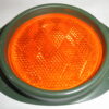 Brand new, 3" Round Amber Reflector, 4-1/2" Overall length. Used on military trucks. NSN 9905-00-202-3639. Oshkosh EE34635, MS35387-2. US Army p/n 7602702, 7348221, and 7410482. These reflectors have a painted bezel; black, silver, or olive drab. No color choice. Get them here FMTV L2B6