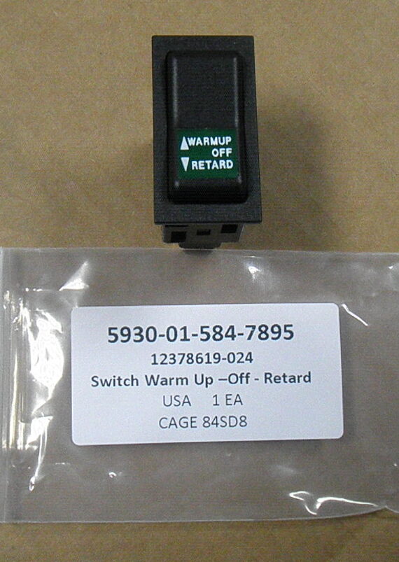 5930-01-584-7895 Push Rocker Switch Warm Up - Off - Retard Switch 12378619-024
