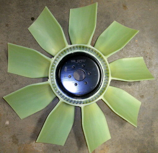 Brand new 26" Cooling Fan Blade. Spartan Motor Coach p/n 1342-FF1-006. NSN 2835-01-541-3161. Force Protection p/n 1000202. American Cooling p/n 393200-26. Center bore is approx. 2" diameter. Bolt circle is 6 on 3-1/2". Widest part of fan blades extent 1-5/8" behind mounting hub. JERRV MRAP Blade, Fan, Nonaircraft Blower, Engine Cooling 1WH1C Unassigned