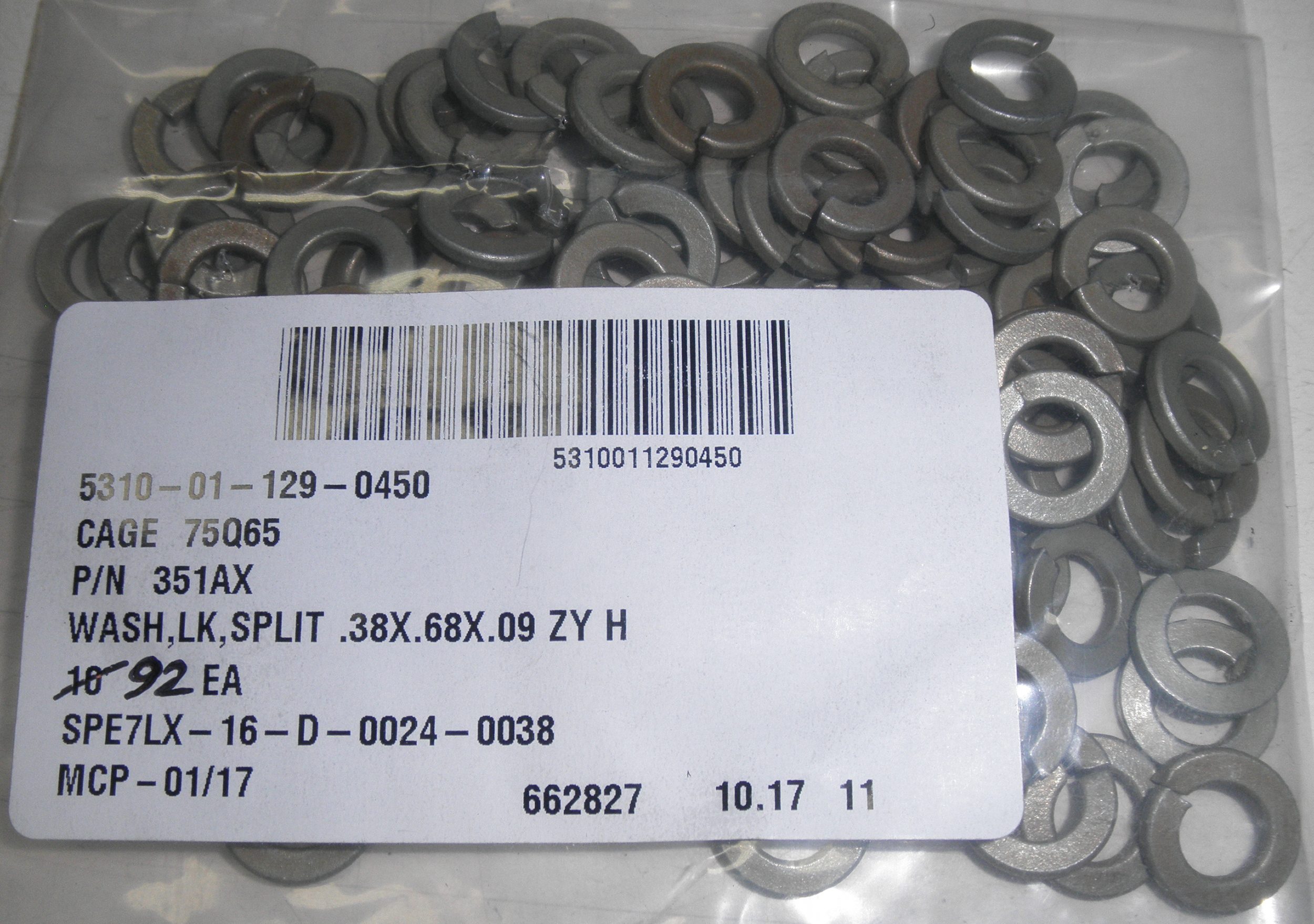 Qty. 72 Washer; Lock 5310-01-129-0450 Oshkosh 351AX TACOM M984 8x8