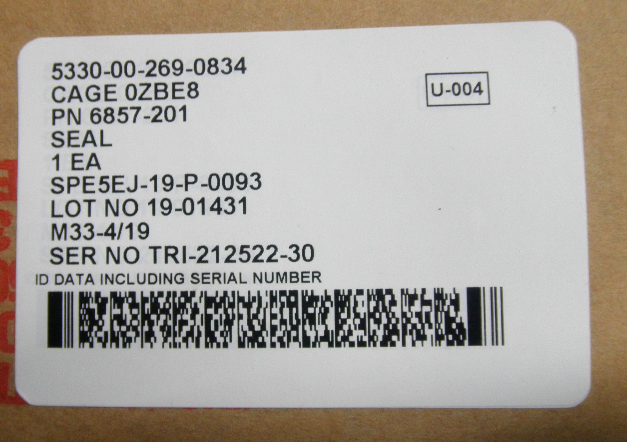 5330-00-269-0834 Seal, Nonmetallic 6857-201 C7507-1 CW-287-1 - Image 2