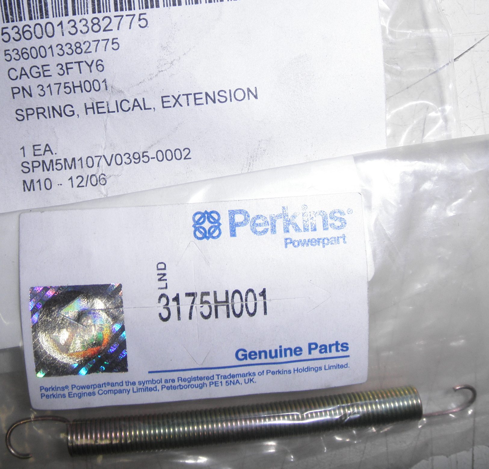 5360-01-338-2775 Spring; Helical Extension Perkins 3175H001 Hyster ...