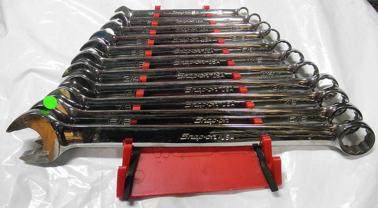 Snap-on 11 Pc SAE Flank Drive® Combination Wrench Set ***READ*** 3/8" thru 1"