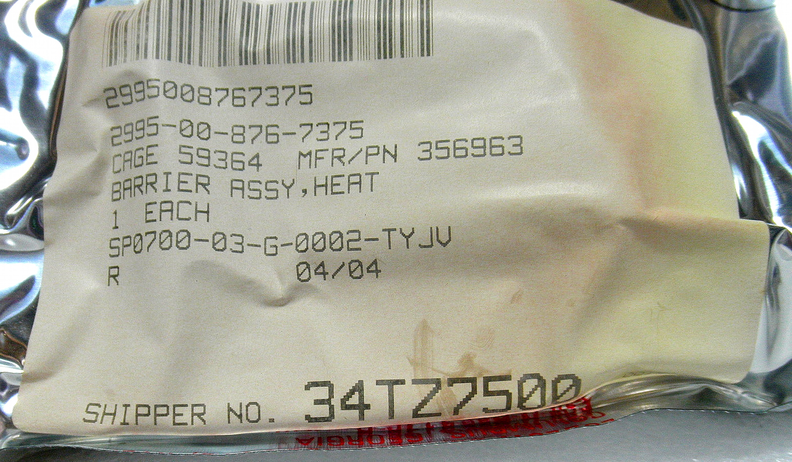 2995-00-876-7375 356963 Barrier Assy, Heat L5B4