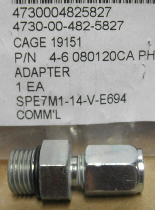 4730-00-482-5827 4-6 F5BU-S 080120CA PHOS SAE J514 4-6 080120CPA Adapter, Straight, Tube to Boss WRD21