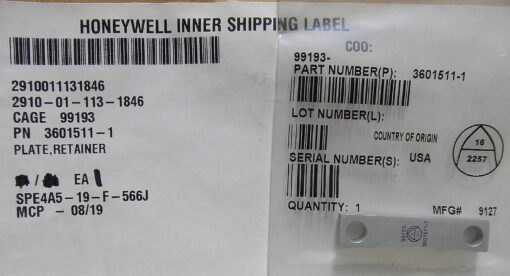 2910-01-113-1846 3601511-1 Plate, Retainer C6D9