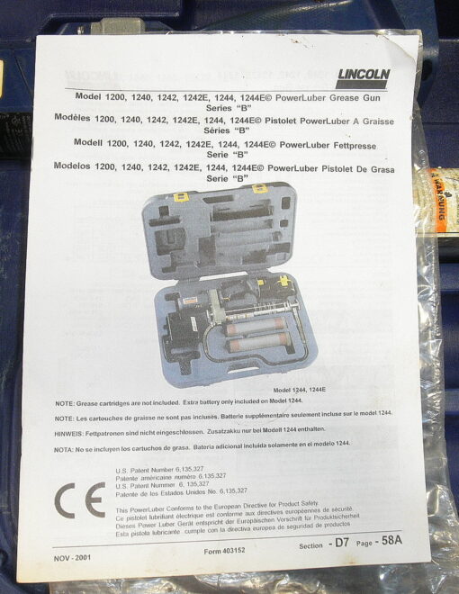 Lincoln 1200 PowerLuber Grease Gun ***READ***PARTS ONLY*** 1210 - Image 3