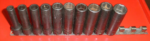 Snap-on 310SIMMYA 10 pc 1/2" Drive 6-Point Metric Flank Drive® Deep Impact Socket Set 5130-01-575-4109 ***READ*** Used; light wear; a little dirty. Includes SIMM100A, SIMM110A SIMM120A SIMM130A SIMM140A SIMM150A SIMM160A SIMM170 SIMM180 SIMM190 and socket rail. 10-19mm. GTBD7