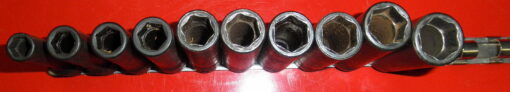 Snap-on 310SIMMYA 10 pc 1/2" Drive 6-Point Metric Flank Drive® Deep Impact Socket Set 5130-01-575-4109 ***READ*** Used; light wear; a little dirty. Includes SIMM100A, SIMM110A SIMM120A SIMM130A SIMM140A SIMM150A SIMM160A SIMM170 SIMM180 SIMM190 and socket rail. 10-19mm. GTBD7