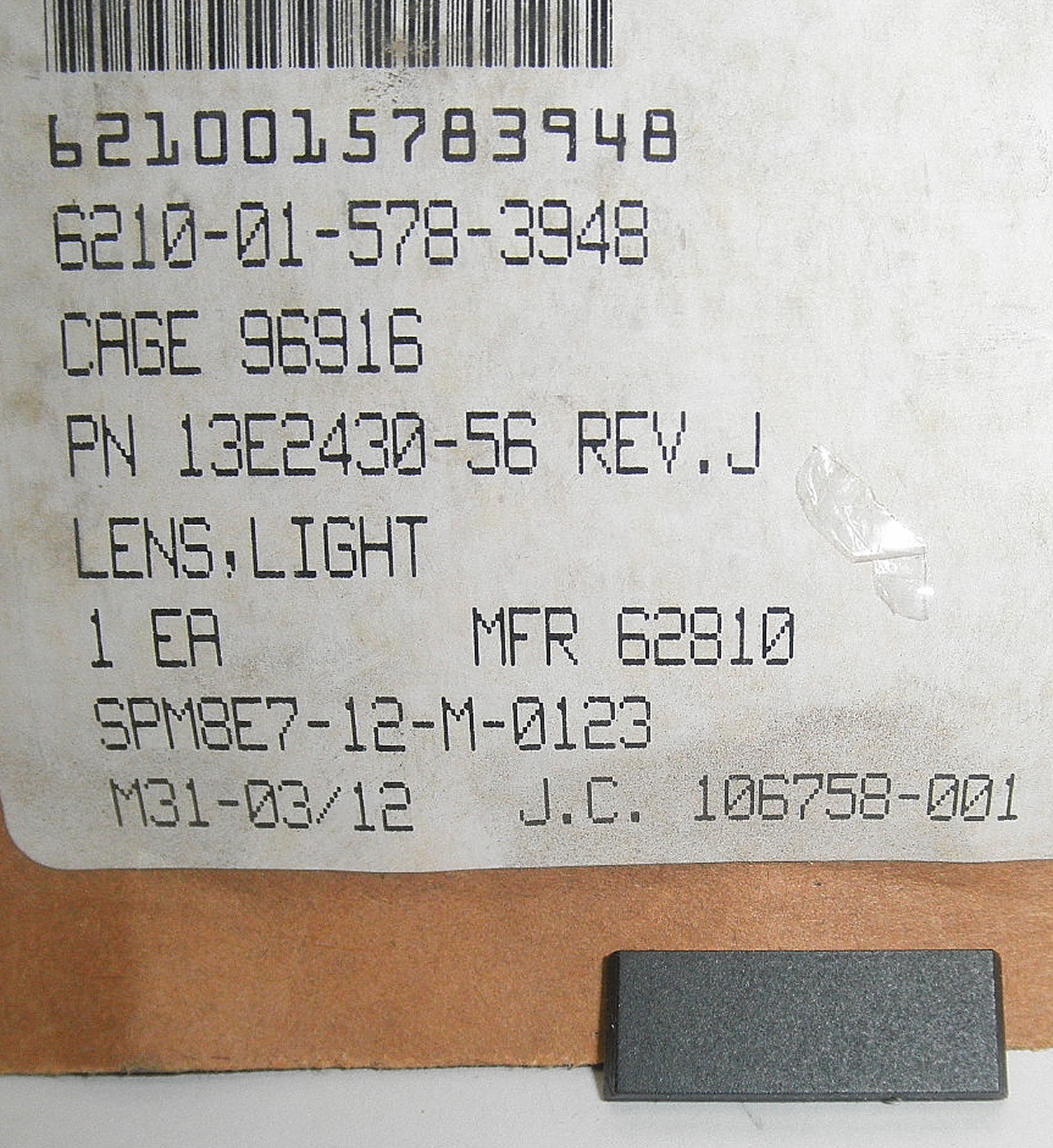 6210-01-578-3948 13E2430-56 Rev. J Lens, Light DIRCM Pod Overtemp Face H-46 Sea Knight Directional Infrared Counter Measures AN/AAQ-24 C6D7
