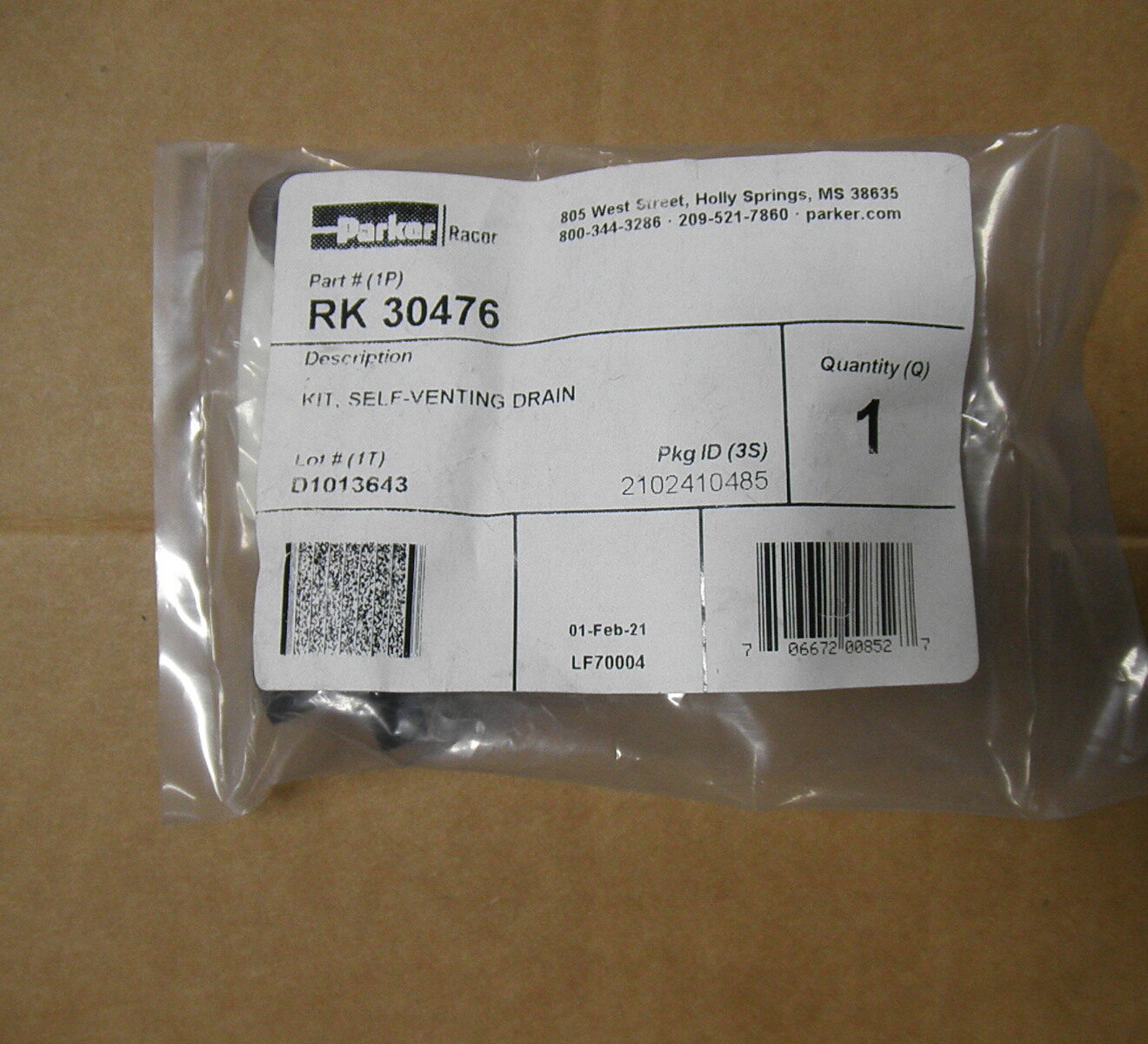 4820-01-474-6910 Self Venting Drain Kit RK30476
